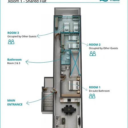 F9 1, Private Double With Private Bathroom In Shared Flat Homestay *